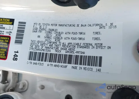 2016 Toyota Tacoma Trd Off Road из США, поврежденный, VIN 3TMCZ5ANXGM015266